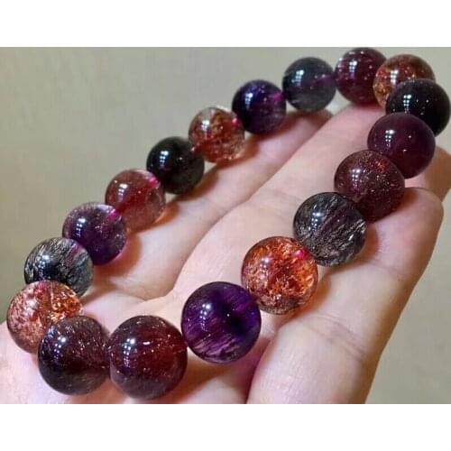Genuine Natural Super Seven Lepidocrocite Quartz Clear Round Bead Stretch Crystal Bracelets 11mm Women Drop Shipping AAAAAA
