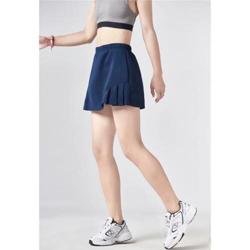 Women Tennis Skorts Sport Athletic Yoga Short Skirt Solid Color Anti Exposure Fitness High Waist Shorts Female Sportswear 2 in 1