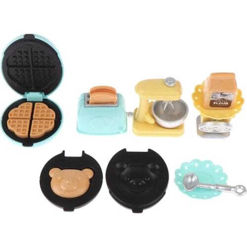 1:12 Dollhouse Mini Bread Machine Toaster Whisk Weigh Plate Food Kitchen Knife Trash Can Dining Car Kitchen Set