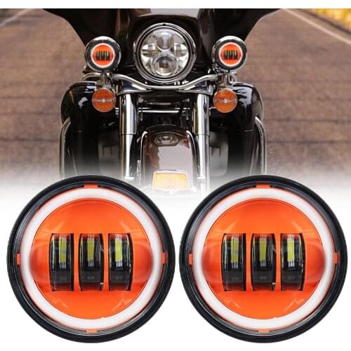 1 pair 4.5" Led Fog Lights Motorcycler Auxillary Lamp with DRL Halo Ring for Street Glide Electra Glide Classic FLHTC