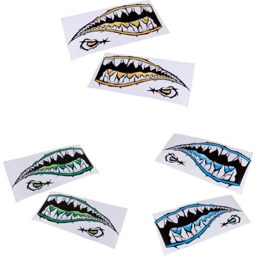 2x Shark Teeth Mouth Eyes Decals Sticker For Boat Yacht Fishing Kayak Dinghy Car
