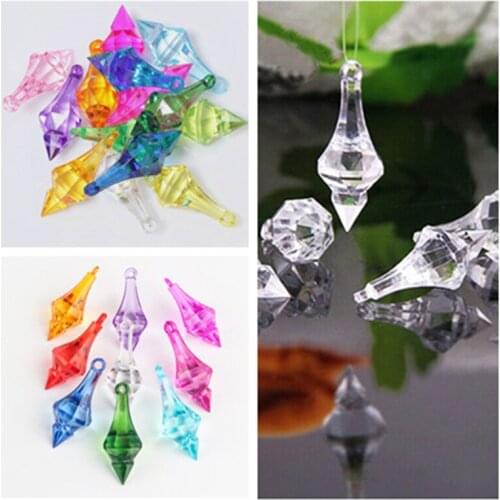 20Pcs /Lot 23mm / 46mm Hanging Pendant Diamond Chandelier Acrylic Crystal Beads Home DIY Wedding Party Craft Decoration