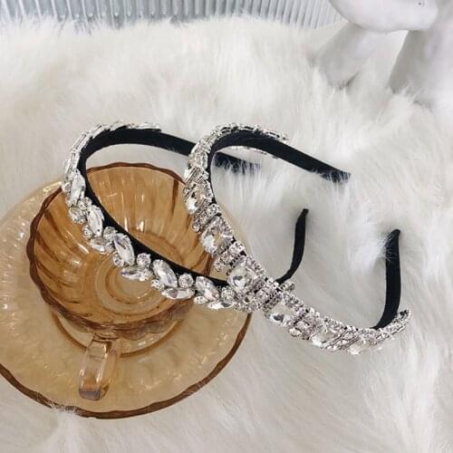 2021 Vintage Rhinestone Bezel Hairbands Women Jewel Headband Girls Hair Accessories Diadema Opaski Do Włosów Bandeau Haarband