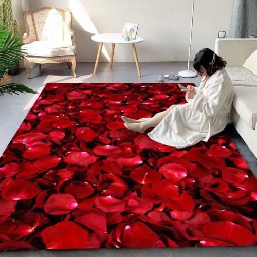 3D Living Room Carpet Rose Romantic Bedroom Bedside Floor Mat Short Plush Luxury Rugs Home Decor