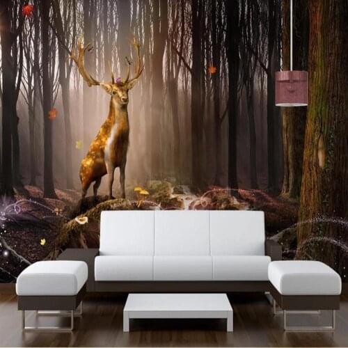 3D ELK Animal Forest Tree Nature View Mural Wallpaper for Living Room TV Background Wall Covering Photo Wall Paper Rolls