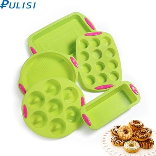 5 Pack 9in Round Shape Moulds Mousse Chocolates Pastry Pan Bakeware Cake Tools Silicone Cake Mold Pan for Homemade Cakes Breads