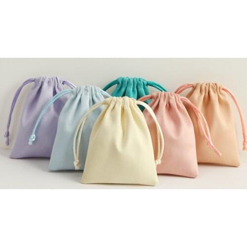 50pcs Flannel Jewelry Packaging Pouches Chic Purple Wedding Favor Gift Bag Velvet Drawstring Pouch for Cosmetic Makeup Eyelashes