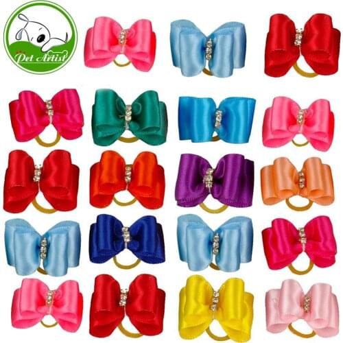 20/50/100pcs/lot Dimand Plain Mixed Colors Pet Cat Dog Hair Bows Grooming Accessories