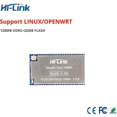 Free shipping 2pcs/lot small size HLK-7688A AURT wireless embeded WIFI Module MT7688 Support Linux /Openwrt home automation/IOT