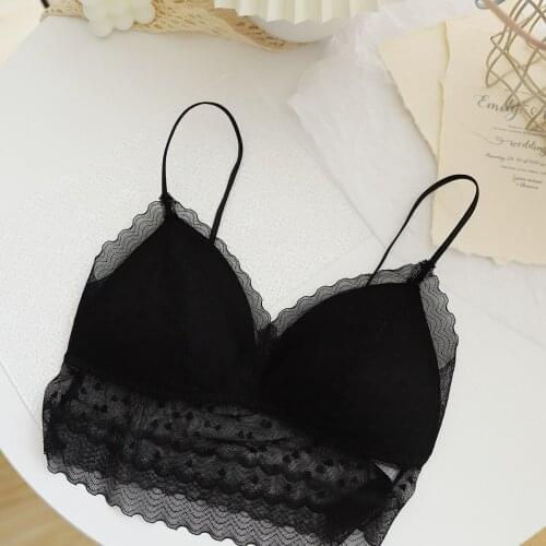 Quality Sexy Lace bras women wire free Spaghetti straps bra traceless Girlish women underwear chest wrap YAG6830