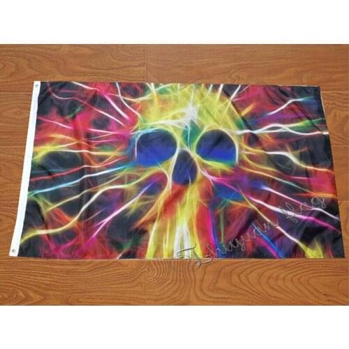 Skull colorful flag 3x5ft fabric decorate flag custom gift