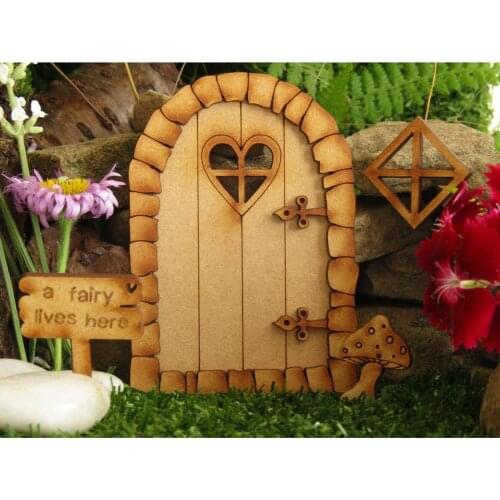 Wooden Fairy Elf Door Craft Garden Decor Garden Signs Three-Dimensional Assembly Kit Vintage Craft Miniature Door DIY Gift 2021