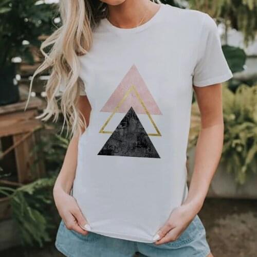 Personality Geometry Print Women T-shirt Fashion 90s Graphic T-shirt Harajuku Tops Tee Kawaii Short Sleeve Tshirt Female Clothes