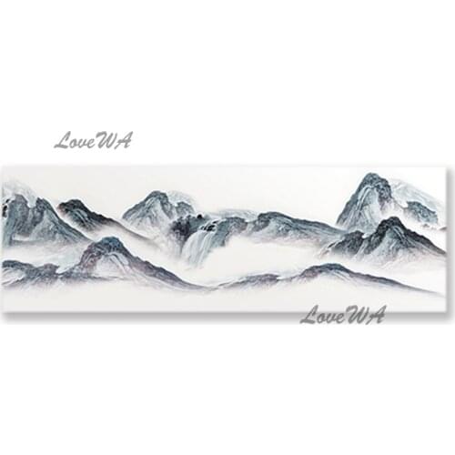 Real Handmade Mountain Landscape Picture Oil Painting Wall Decor Panel Chinese Style Paintings Wall Canvas Art Ink Design