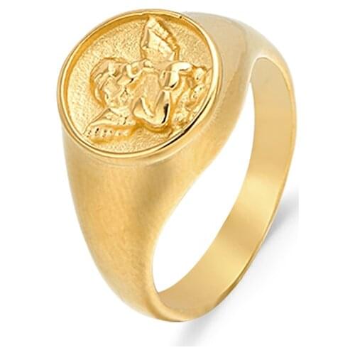 Trendy Round Angel Ring for Women Stainless Steel Waterproof Jewelry Statement Gold Metal Ring bague femme Valentines Day Gift