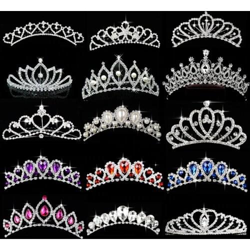 Princess Crown for Girls Birthday Show Gift Crown Tiara Diadem Silver plated Crystal Floral Wedding Bridal Hair Head Accessories