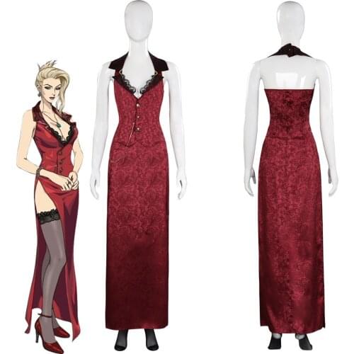 Final Fantasy VII Remake Scarlett Cosplay Costume ff7 Scarlett Red Dress Suit Halloween Carnival Women Girl Clothing