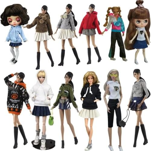 Colorful Hoodie Style 1/6 BJD Clothes for Barbie Doll Clothes Set Coat Jacket For Blythe Outfits 11.5" Dolls Accessory Kids Toys