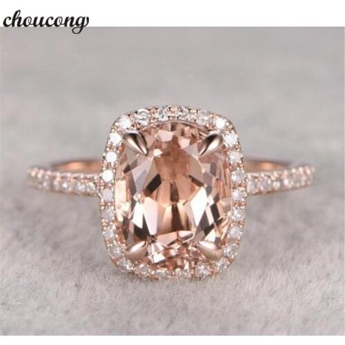 Choucong Fashion Ring Rose Gold Filled Cushion cut Zircon cz Anniversary Wedding Band Rings For Women Finger Jewelry Gift