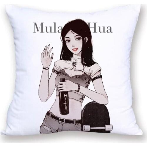 Fashion Beauty Girl Portrait Painting Cushion Cover 45X45cm Throw Pillow Case Living Room Sofa Decoration