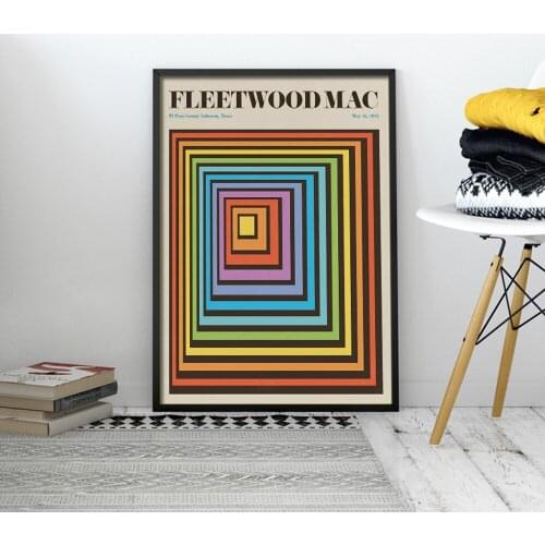 Fleetwood Mac Music Poster Band Gig Vintage Colorful Canvas Painting Retro Wall Pictures for Living Room Home Decor Frame
