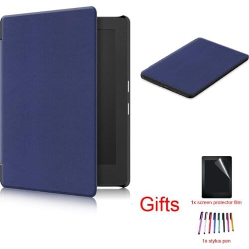 Solid Case for KOBO Aura H2O Edition 2 6.8" 2017 New,PU Leather Casual Light Weight Protective Stand Cover Funda Case +Film+Pen