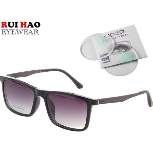 Customize Prescription Eyeglasses and Sunglasses Clip on Polarized Rectangle Glasses Frame Optical Resin Lenses 2126
