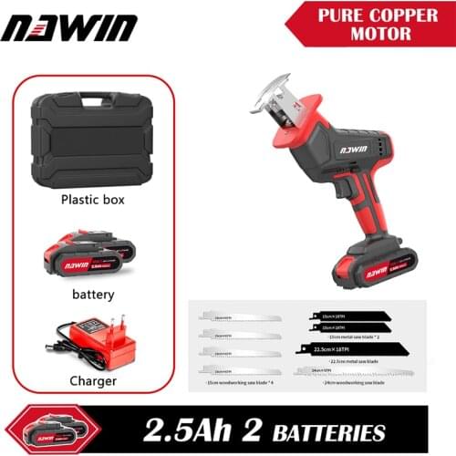 NAWIN 20V Cordless Reciprocating Saw Adjustable Speed Electric Saw Saber Saw Portable for Wood Metal Cutting Saw
