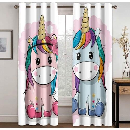 Valentines Day Gift Customized Love Unicorn Customized Finished Curtains Mens and Womens Home Living Room Kitchen Decoration