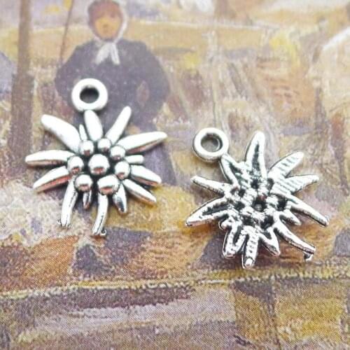 30pcs/Lot 17x14mm Antique Silver Color Sunflower Coconut Tree Charms Pendant For Jewelry Making DIY Jewelry Findings