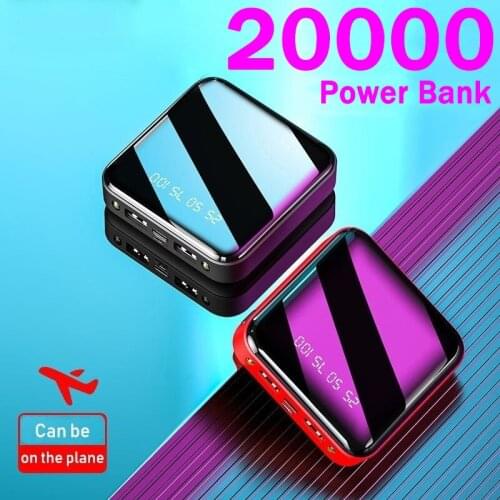 Mini Power Bank 20000mah Portable Charger Ultra-thin Digital Display 2USB External Battery Powerbank Charger for Xiaomi Samsung