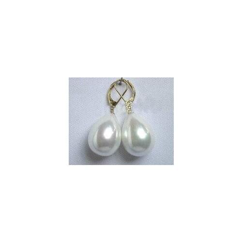 Lovely Fine 13mm white shell Pearl Earrings Ohrringe sterling word wholesale [1 pair collares kolye marvel choker