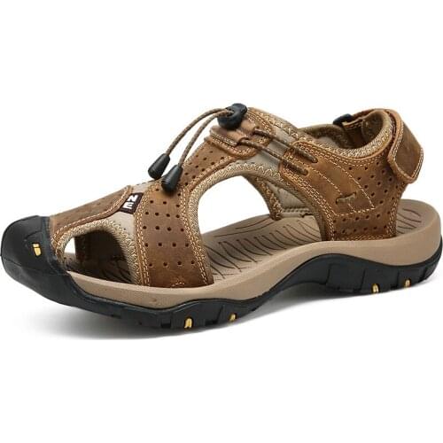 Genuine Leather Men Shoes Summer New Large Size Mens Sandals Men Sandals Fashion Sandals Slippers Big Size 38-46 Man