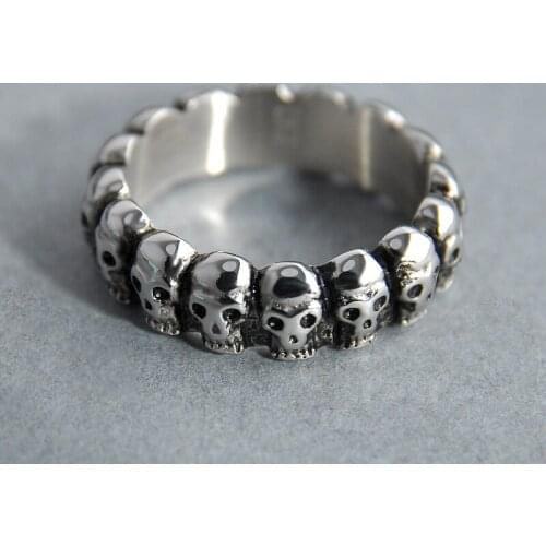 Seanlov 2019 Thai Silver Skull Rings In Fashion Jewelry Full Shantou Rings For Women Men Party Gift