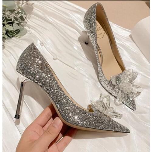 Sexy Dress Wedding Dress Pointed Crystal Wedding Shoe Bridal Party Shoes Not Tired Feet New Pointed-toe High Heels Stiletto Shoe