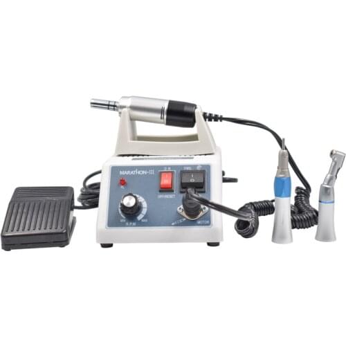 Dental Lab MARATHON III Micromotor 35KRPM Straight Contra angle handpiece 110/220V