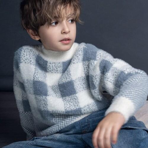 Boys Sweater 2020 New Children Top Warm Toddler Outfit or Basic Baby Boys Winter Clothes Patchwork Plaid Soft,#5742