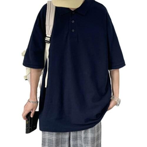 Harajuku New Streetwear Polo Shirt Lapel Short Sleeve T-shirt Female Students Summer Blouse Korean Style Mens Clothing