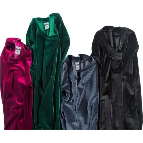 Spring long sleeve loose early autumn T-shirt women gold velvet short paragraph bottoming shirt new fashion winter Keep warm top