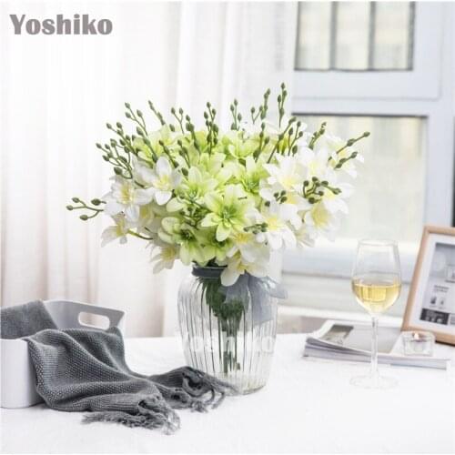 Yoshiko 20 Heads Rose Artificial Flowers Orchid Bouquet Silk Flower for Wedding Party Decoration Fake Flower Home Decor