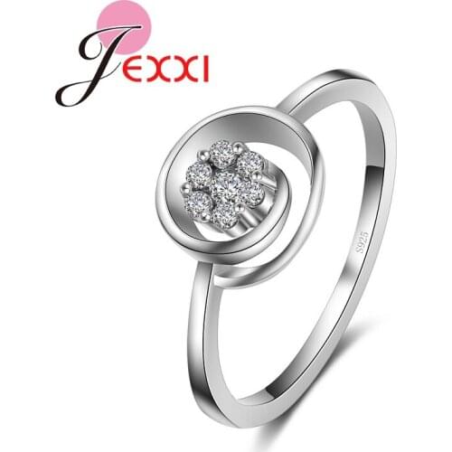 Hollow Circles With Pretty Flower Fashion Design Women Rings 925 Sterling Silver Jewelry Wholesale For Lady Fast Shipping