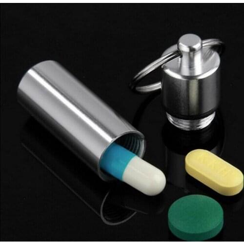 1pcs Creative Medicine Case Keychain Case High Quality Portable WaterProof Mini Aluminum Keychain Outdoor Pill Case Pill Box