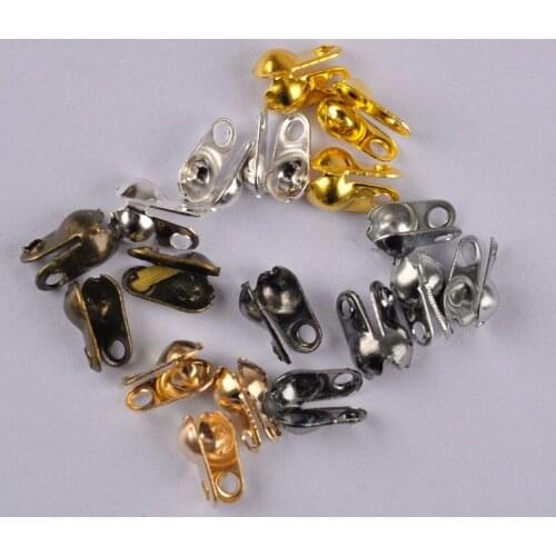 2000Pcs Connector Clasp Fitting Ball Chain Calotte End Crimps Beads Connector Components For DIY Jewelry Making