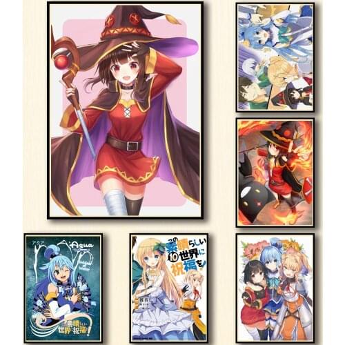 30 Designs Anime Kono Subarashii Sekai Ni Shukufuku Wo! Whitepaper Poster Funny Wall Sticker for Coffee House Bar 1