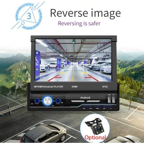 Car Radio MP5 GPS Mirror Link 1din HD Folded Rear View Camera IOS Android 8.1 Bluetooth WIFI 7” Touch Screen