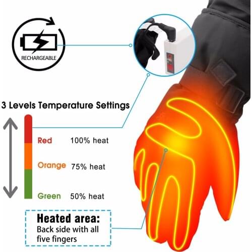 Free Shipping Electric Rechargeable Thermal Winter Gloves Waterproof Outdoor Hand Care WARMER Gloves for Women and Men Red, XL