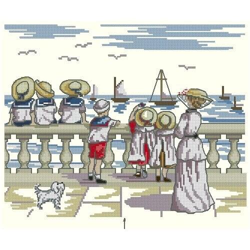 Free delivery Top Quality popular romantic counted cross stitch kit seaport port harbour ship vessel