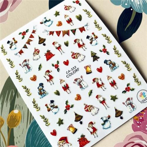 CA-082-083-333 Christmas Santa Claus Gift 3D Back glue Nail decal Nail sticker Nail decoration Nail art Nail tool Nail ornament