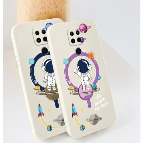 Globe Astronaut Phone Case For Xiaomi Redmi Note 10 10S 9T 9 8 7 Pro MAX Redmi 9 9A 9T K40 K30 K20 Pro Liquid Silicone Cover
