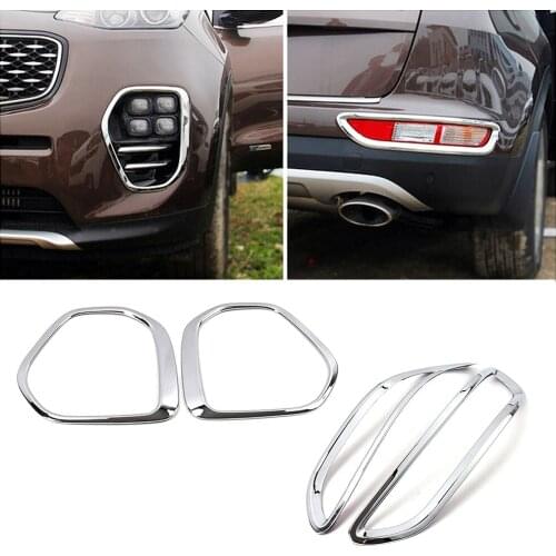 For Kia Sportage QL 2015-2019 Chrome Front Fog Light Lamp Rear Foglight Trim Cover Frame ABS Exterior Decoration